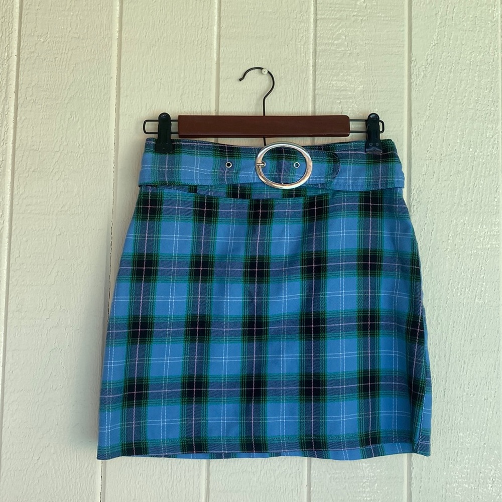 Topshop blue plaid skirt
